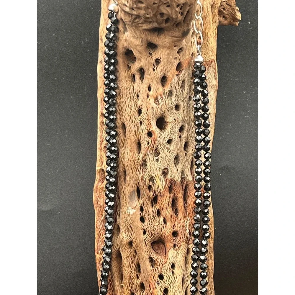 Jay King Desert Rose Trading Orange‎ Sponge Coral Black Spinel bead necklace 925